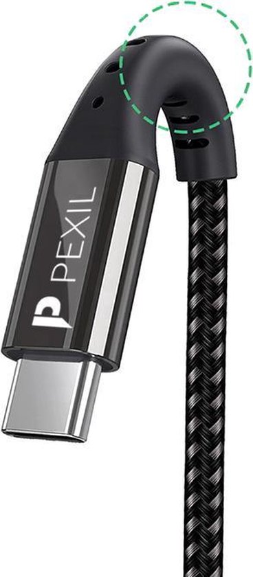 PEXIL USB-C naar USB-C oplaadkabel - 3A - 30CM - Rood