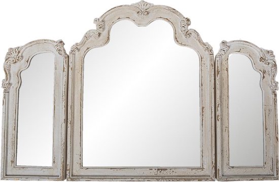Clayre & Eef Miroir 66x84 cm Blanc Bois Rectangle Grand miroir