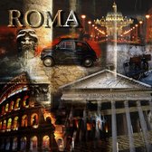 Tuinposter - Stad / Rome - Collage in beige / wit / zwart / geel - 120 x 120 cm.