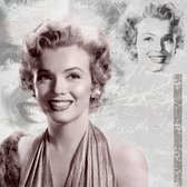 Tuinposter - Filmsterren / Retro - Marilyn Monroe / Collage in wit / taupe / beige / zwart - 160 x 160 cm.