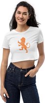 Crop Top Leeuw - EK Dames Kleding 2021 - Nederland - Wit Oranje - Maat XS