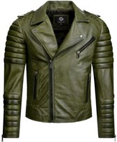 GILL'S TANK KIWI GREEN - Heren Leren Jas - Biker Jack - 100% Lamsleer - Kiwi Groen (Limited Edition)