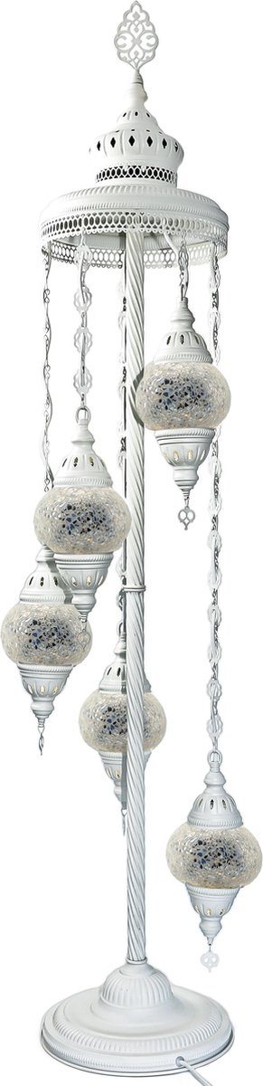 Turkse Staande Mozaïek Lamp - Unieke Witte Uitvoering - Lamp - 5 Bollen - Ø  12 cm -... | bol.com