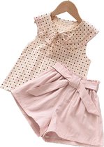 Korte broek meisjes met stipjes top – Shorts meisje roze met top –  [Leeftijd ca. 1 – 2 jaar] - set van 2