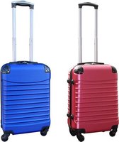 Travelerz kofferset 2 delige ABS handbagage koffers - met cijferslot - 39 liter - roze - blauw