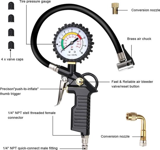 Mesure de la pression atmosphérique | Jauge de pression des pneus | 220  livres par... | bol.com