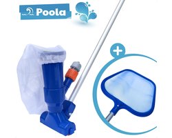 Poola Zwembad stofzuiger + Zwembad schepnet - Inclusief 5-delige steel (140cm) - Zwembad onderhoud/ schoonmaakset - Blauw