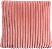Alanya - Velvet rib - Sierkussen - 2 stuks 45 x 45 cm - Roze - Dubbelzijdig bedrukt - Kussens woonkamer - Kussenhoes