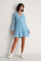 NA-KD Button Detail Chiffon Vrouwen Jurk - Blue - Maat EU 34