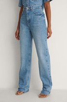 NA-KD High Waist Wide Leg Long Vrouwen Jeans - Light Blue - Maat EU 36