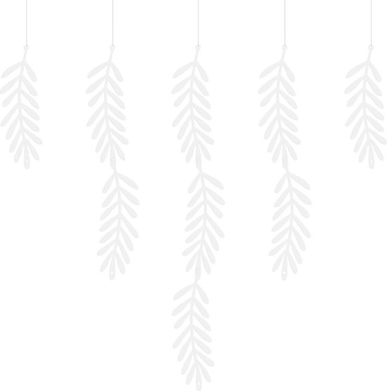 Foto: Bladeren hangdecoratie wit 1 8m