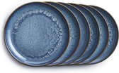 Borden 6 personen Blue Sea 24cm - Bordenset - Blauw servies - Luxe dinerborden - Handgemaakt - Keramiek - Stoneware - Smith Premium®