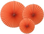 Papieren Waaiers Oranje Set 23-40cm 3 delig