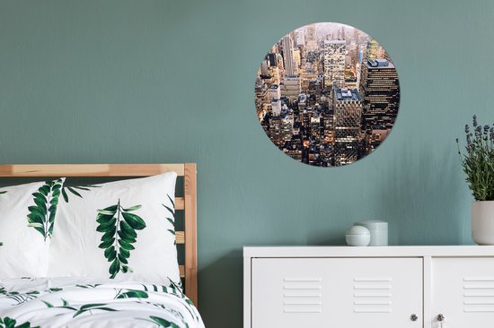 Manhattan d'en haut Wall Circle sticker papier peint 50x50 cm / cercle papier peint / cercle mural / cercle vivant - auto-adhésif et découpe ronde