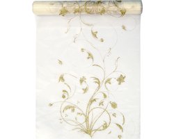 Organza met print goud - decoratief - 9 meter - lichtgewicht