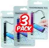 Touchscreen Pen - 3 Pack - Roze & Blauw & Zwart - Anti Dust - Anti Stof - Touchscreen Stick - Smartphone Pen - Tablet Pen - Telefoon Pen