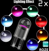 T10 Led Lamp ROZE COB (Set 2 stuks) CANBus Foutloos 5W5 | W5W | Led Signal Light | 12V | 2200 Kelvin | Stadslicht | Kentekenplaat Verlichting | 194 168 | Autolamp | Autolampen | Ca