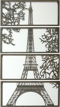 een set van 4 Metalen wand decoratie van de Eiffel toren