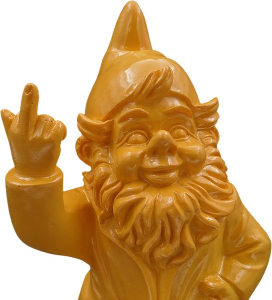 Stoobz gnome fuck you yellow - nain avec majeur - 20 cm de haut - gnome FY  - nain de