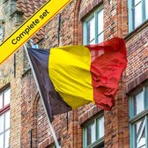 Belgische vlag met stok en houder | Complete set