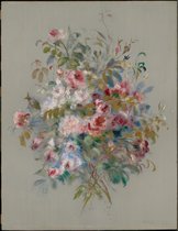 Kunst: Boeket met rozen van Pierre-Auguste Renoir. Schilderij op aluminium, formaat is 100X150 CM