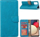 Xssive Hoesje voor Samsung Galaxy M02s - Book Case - Turquoise en 1 Screenprotector Tempered Glass