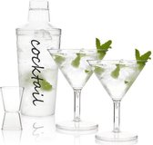 Cocktailset - Cocktailglazen - Cocktailsets - Martini glazen - Cocktailshaker - Barmaatje - Maatbeker - Plastic - Set van 4