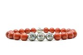 Beaddhism - Armband - Rojo - Zilver - Yasa 3 - 8 mm - 17 cm