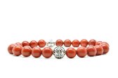 Beaddhism - Armband - Rojo - Zilver - Yasa - 8 mm - 20 cm