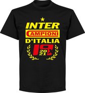 Inter Milan Kampioens T-Shirt 2021 - Zwart - Kinderen - 92/98