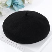 Baret Dames | 100% Wol | Franse Hoed | Muts | Verstelbaar | Schilderhoed - Zwart