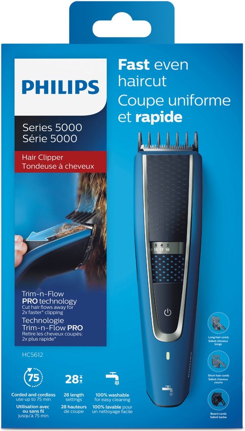 Philips 5000 series HC5612/15 tondeuse à cheveux Noir, Bleu