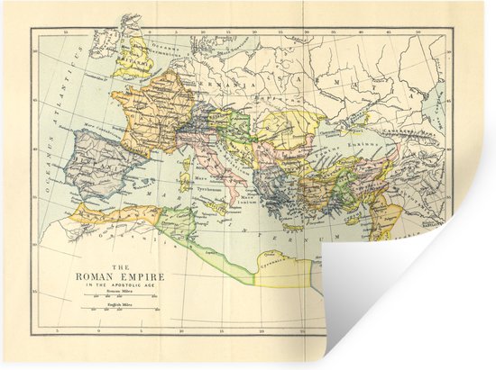 Sticker Muursticker Modern & Classic Maps - Carte du monde classique Empire romain - 120x90 cm - film adhésif autocollant - sticker mural repositionnable