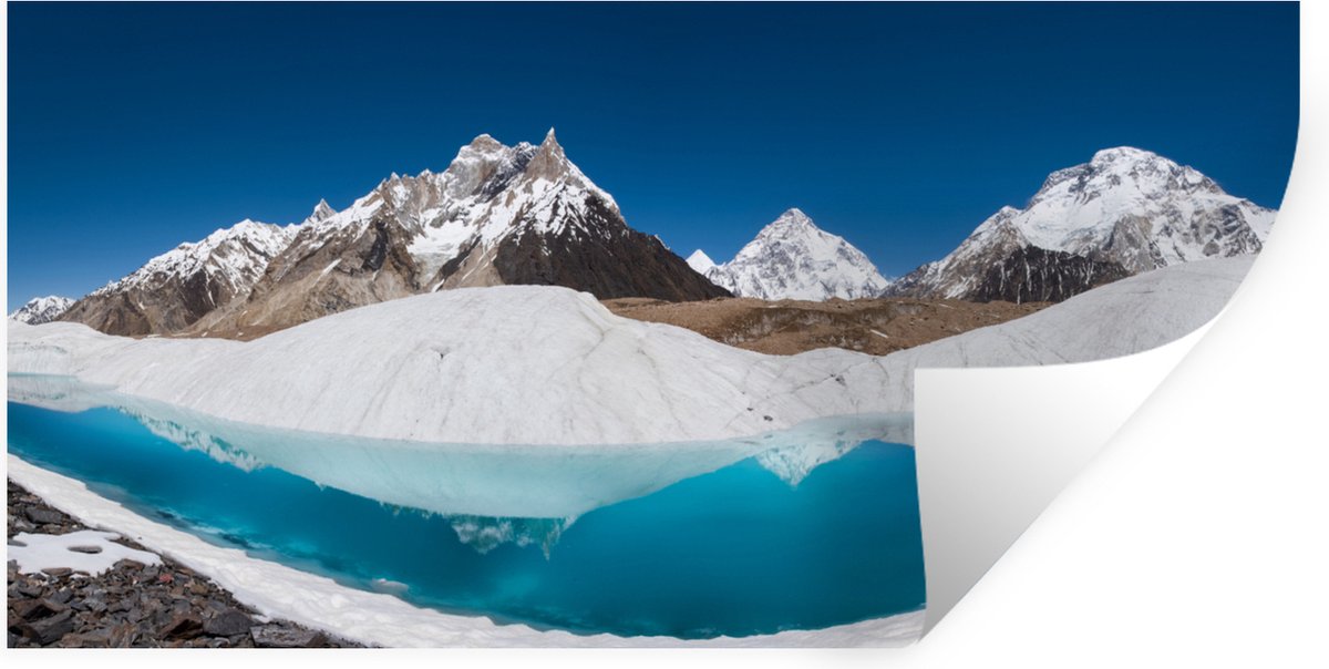 Muurstickers - Sticker Folie - Bergmeer bij de K2 berg - 120x60 cm - Plakfolie - Muurstick
