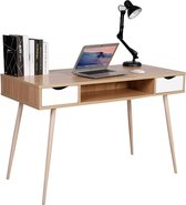 MuCasa® Schrijftafel | Computertafel | Bureautafel | met 2 laden en 1 open vak | frame van staal