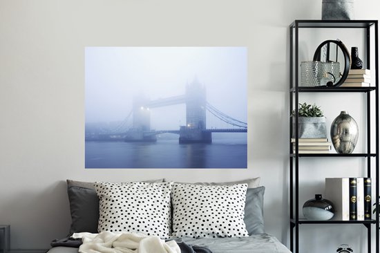 Stickers muraux - Film autocollant - Tower Bridge à Londres obscurci par le brouillard - 120x90 cm - Film adhésif - Stickers muraux Chambre d'enfant - Papier peint autocollant