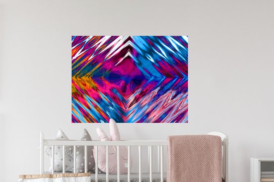 Sticker Muursticker Art psychédélique - Art psychédélique en forme de losange - 80x60 cm - film adhésif autocollant - sticker mural repositionnable