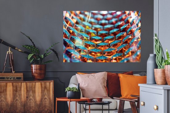 Sticker Muursticker Biologie - Nid d'abeille en Verres - 120x80 cm - film adhésif autocollant - sticker mural repositionnable