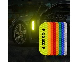 Reflecterende stickers - Auto reflecterende deur sticker - Reflecterende Strips - Open portier - Veiligheid - Reflecterende strips voor fiets - Glow in the dark strips - Nacht strips veiligheid - Autoaccessoires - Reflecterend Rood - 4 Stuks