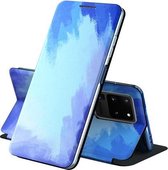 Voor Samsung Galaxy S20 Ultra Voltage Aquarel Patroon Huid Voelen Magnetische Horizontale Flip PU Lederen Case met Houder (Blauw)