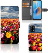 Étui pour téléphone avec texte OPPO A74 4G Portefeuille Étui pour la Fête des Mères Cadeau Tulipes