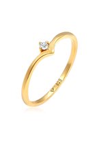 Elli PREMIUM Dames Ring Dames Solitaire V-vorm Elegant met Diamant (0,03 ct.) in 925 Sterling Zilver Verguld