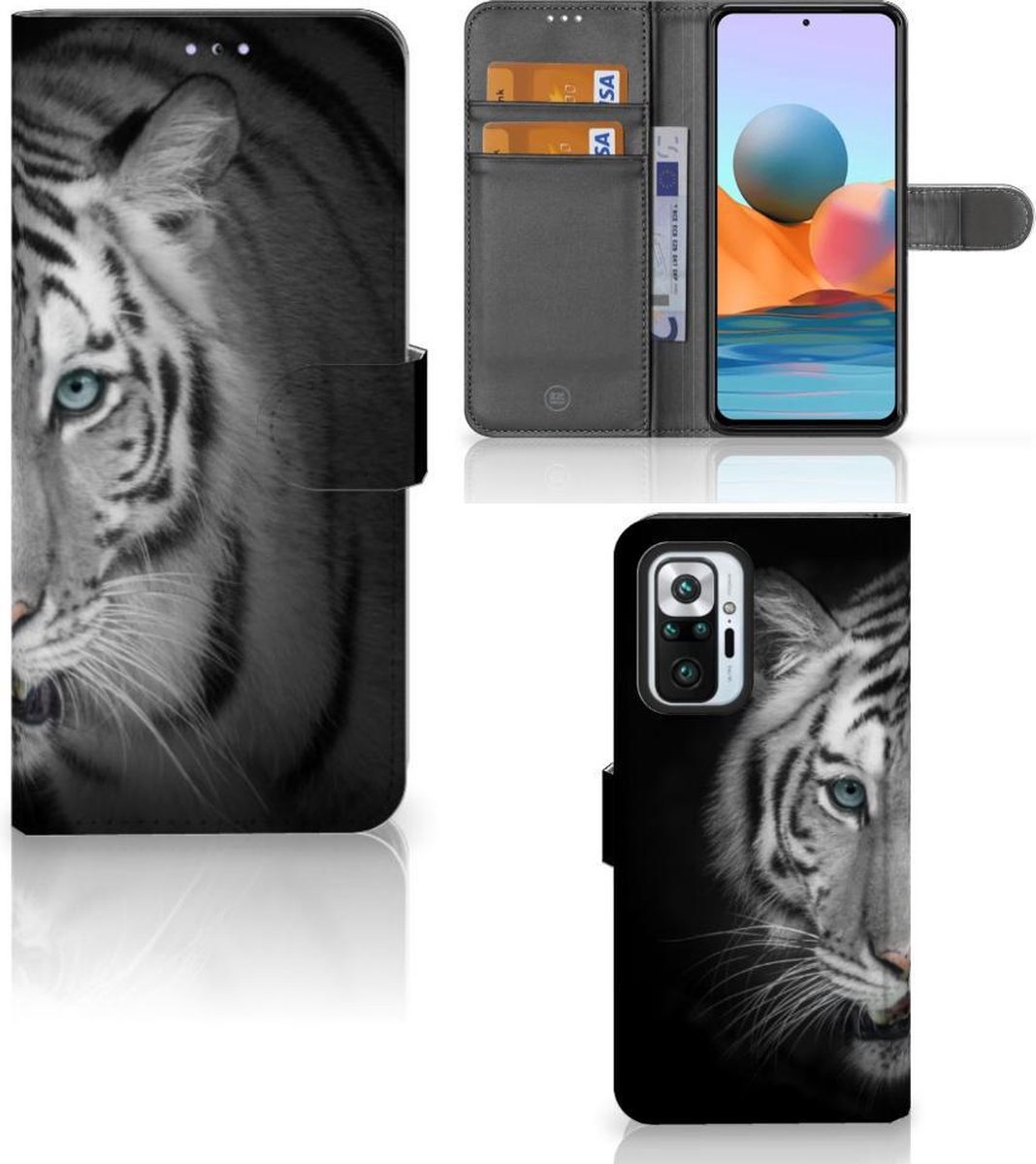 Xiaomi Redmi Note 10 Pro Telefoonhoesje met Pasjes Tijger