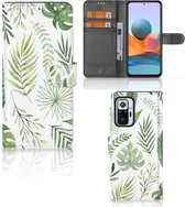 Wallet Book Case Xiaomi Redmi Note 10 Pro Smartphone Hoesje Leaves