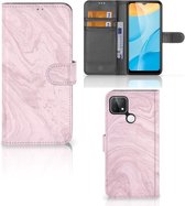 GSM Hoesje OPPO A15 Flip Case Marble Pink