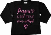 Shirt met tekst-meisje-papa's kleine meisje voor altijd-zwart-licht roze-Maat 74