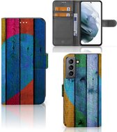 Mobiel Bookcase Geschikt voor Samsung Galaxy S21 FE Smartphone Hoesje Wood Heart