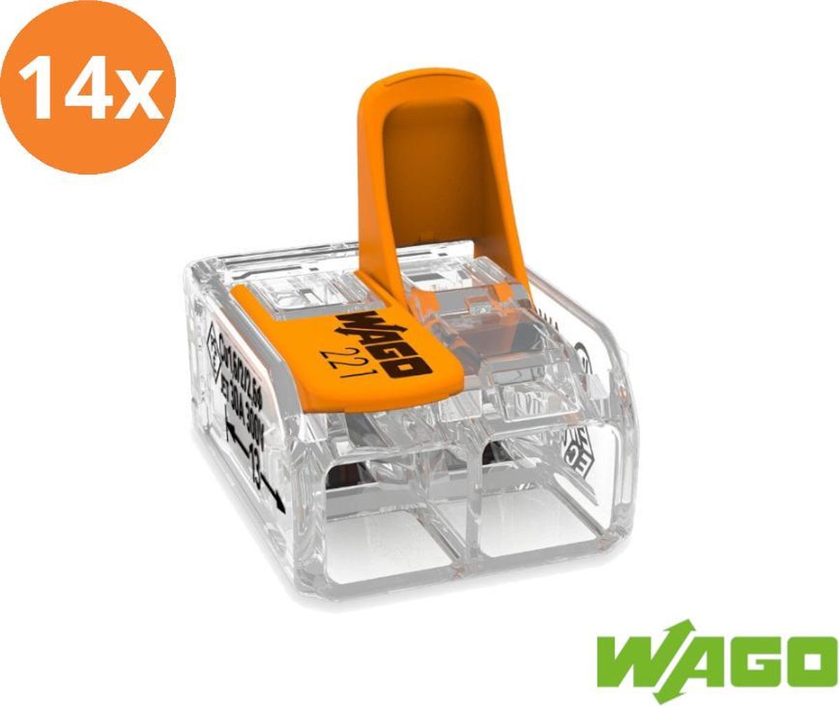 Wago lasklem 2-voudig 221-412 (14 stuks)