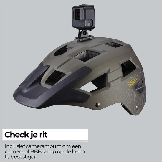 BBB Cycling MTB Helm Nanga - Met Bevestiging voor Camera of Verlichting - Wasbare Padding - Fietshelm Volwassenen: Heren & Dames - Mat Olijf Groen - L - BHE-54 van BBB Cycling — afbeelding 5