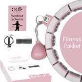 ODIF Smart Fitness Hoelahoep Pakket - Hula Hoop - Hoepel Fitness - Waist Trainer - Wit/Roze - 2KG